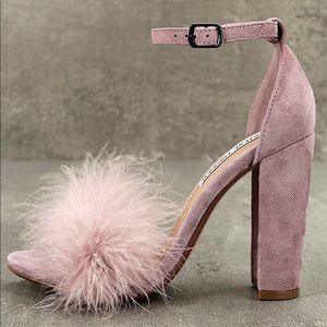 Steve Madden carabu rose pink feather block heels size 7